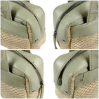 Chanel Raffia Lambskin Logo Mini Boston Bag Beige Green — view 5