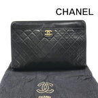 Chanel Quilted Clutch Black Gold
