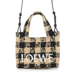 Loewe Handbag Font Tote Mini Raffia 2-Way Shoulder Black