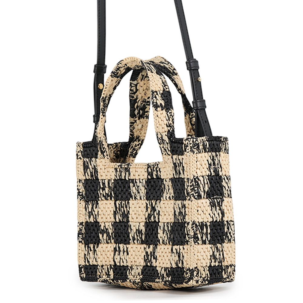 Loewe Handbag Font Tote Mini Raffia 2-Way Shoulder Black — view 2