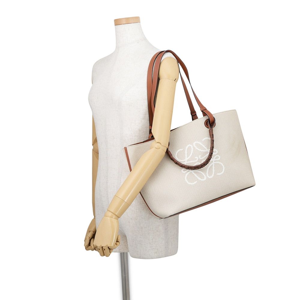 Loewe Tote Anagram Small Canvas Leather 2-Way Shoulder Bag — view 5