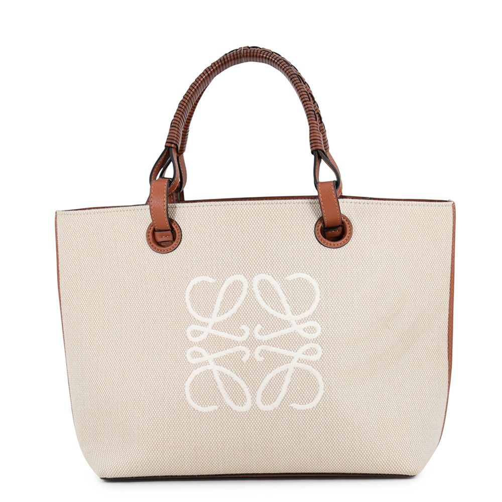 Loewe Tote Anagram Small Canvas Leather 2-Way Shoulder Bag