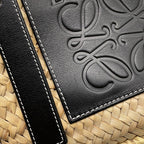 Loewe Tote Bag Anagram Large Raffia Basket Black — view 6