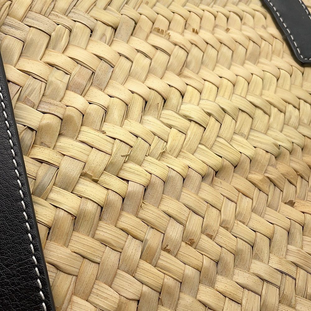 Loewe Tote Bag Anagram Large Raffia Basket Black — view 8