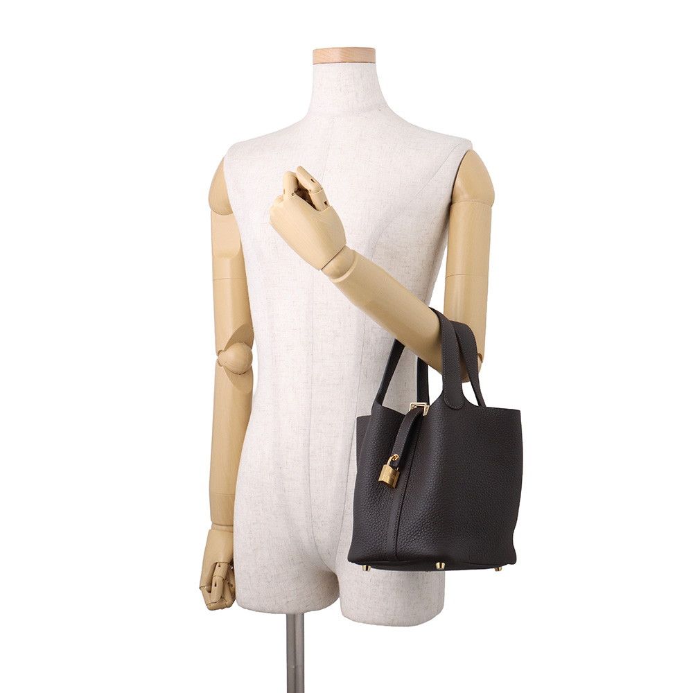Hermes Handbag Picotin Lock PM Beblanc Gold Taurillon Clemence — view 4