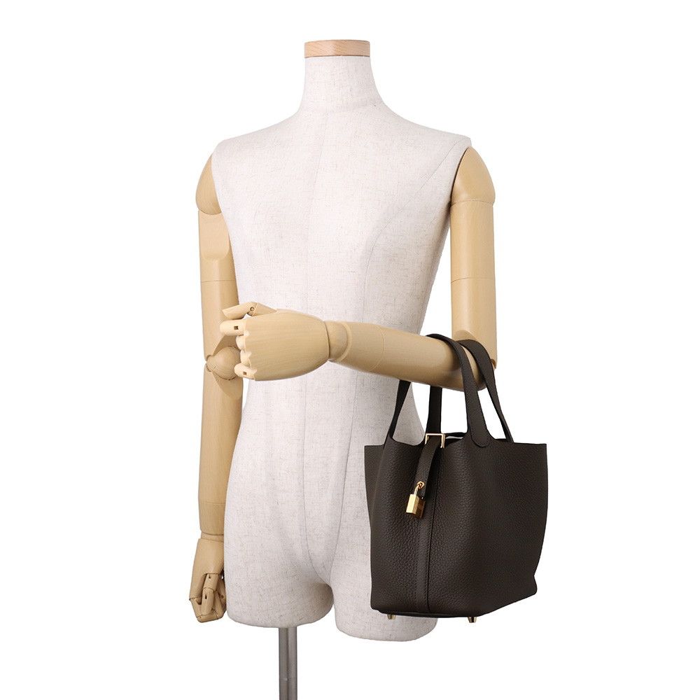 Hermes Handbag Picotin Lock PM Vert Roden Gold Taurillon Clemence — view 4