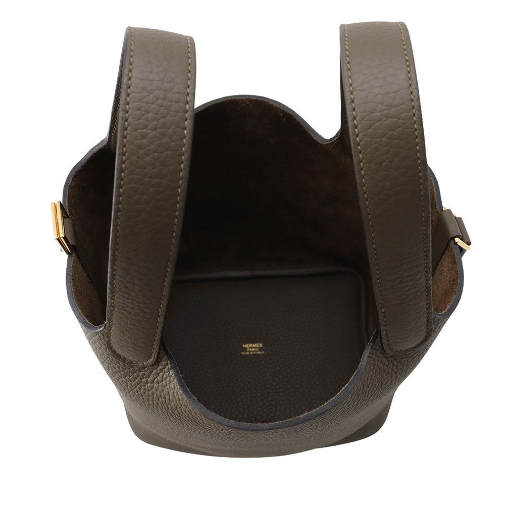 Hermes Handbag Picotin Lock PM Vert Roden Gold Taurillon Clemence — view 5