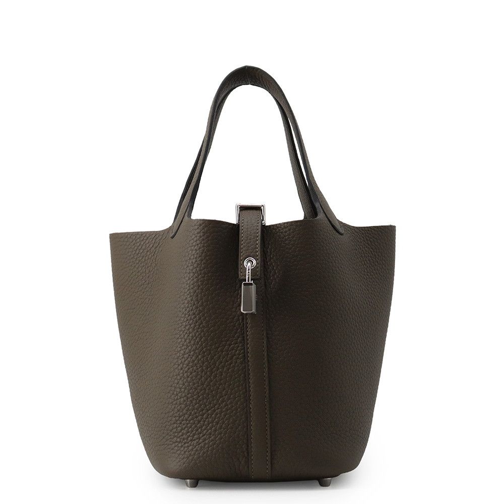 Hermes Handbag Picotin Lock PM Vert Roden Silver Taurillon Clemence