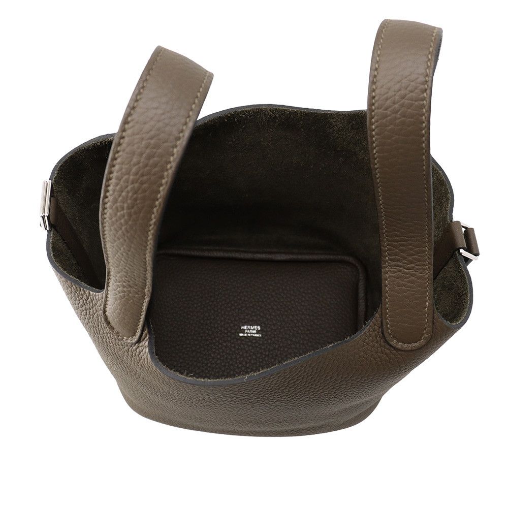 Hermes Handbag Picotin Lock PM Vert Roden Silver Taurillon Clemence — view 5