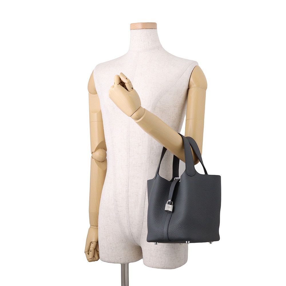 Hermes Handbag Picotin Lock PM Grimisty Silver Taurillon Clemence — view 4