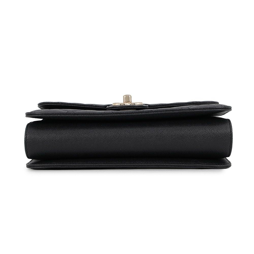Chanel Chain Shoulder Bag CC Logo Quilted Flap Small Caviar Leather Black — view 3