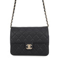 Chanel Chain Shoulder Bag CC Logo Quilted Flap Small Caviar Leather Black