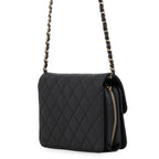 Chanel Chain Shoulder Bag CC Logo Quilted Flap Small Caviar Leather Black — view 2