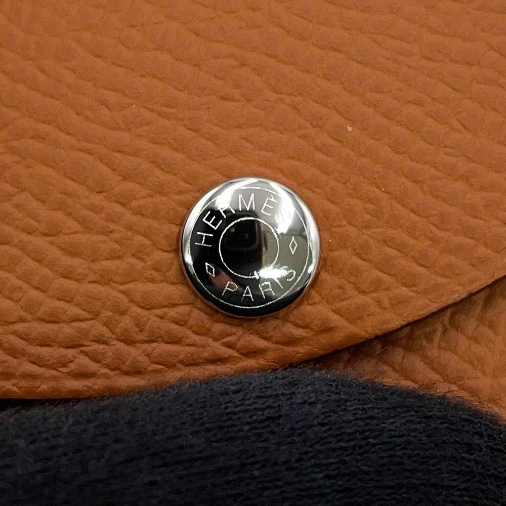 Hermes Coin Purse Calvi Duo Verso Gold Vert Fizz Silver Epsom — view 7