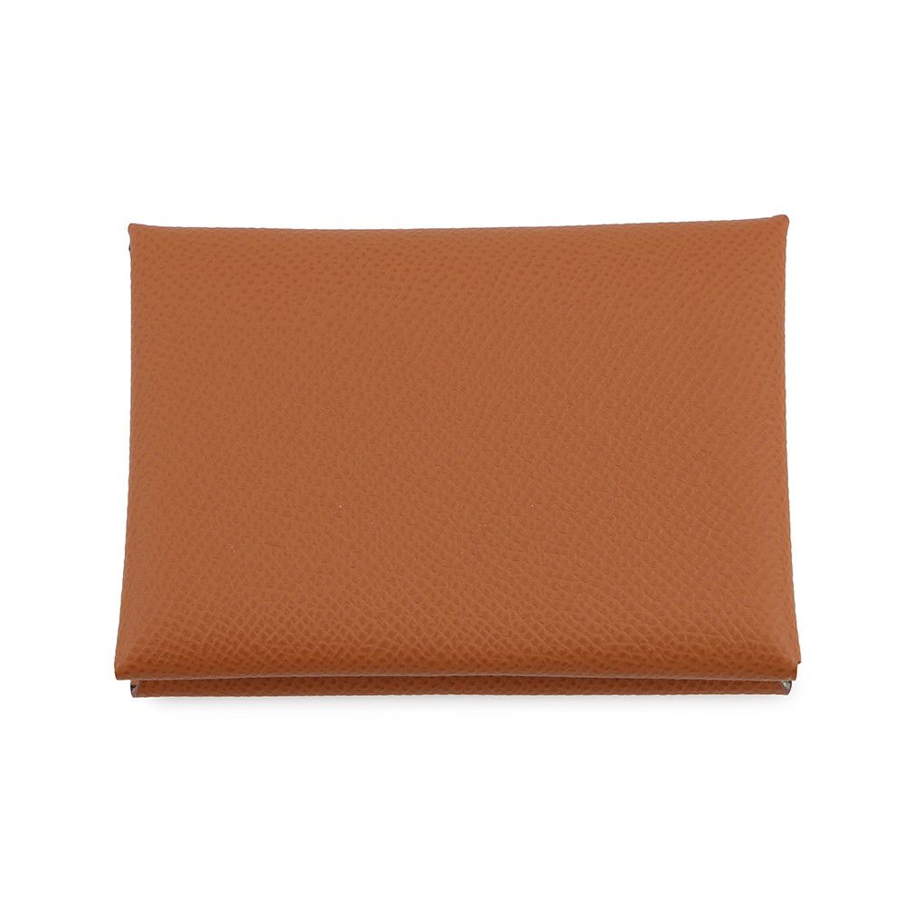 Hermes Coin Purse Calvi Duo Verso Gold Vert Fizz Silver Epsom — view 3