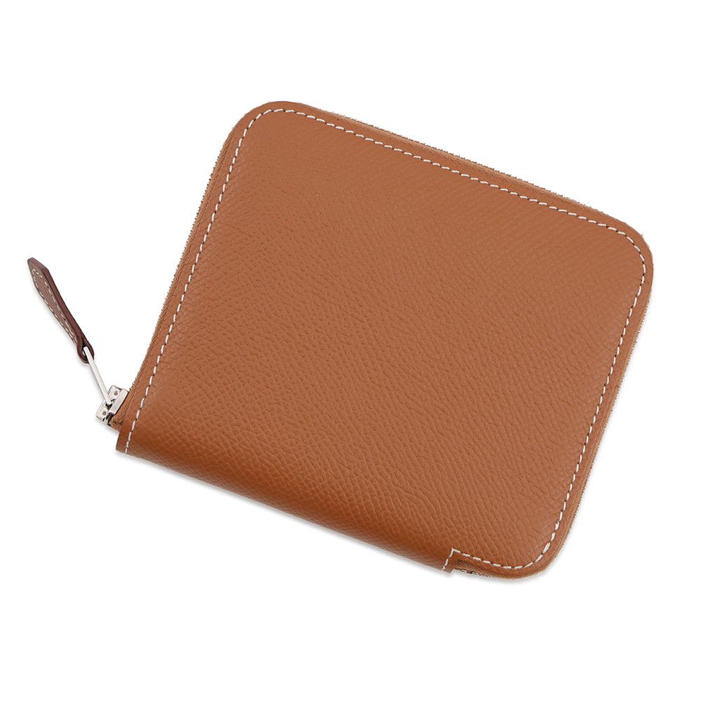 Hermes Coin Purse Azap Compact Silk'in Gold Silver Epsom