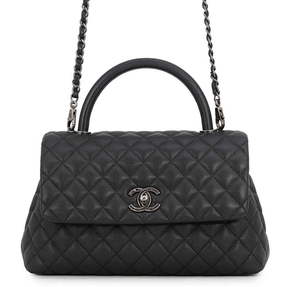 Chanel Handbag Quilted CC Logo Coco Handle Flap Caviar Leather 2-Way Shoulder