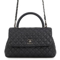 Chanel Handbag Quilted CC Logo Coco Handle Flap Caviar Leather 2-Way Shoulder