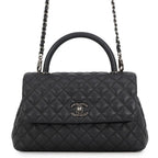 Chanel Handbag Quilted CC Logo Coco Handle Flap Caviar Leather 2-Way Shoulder
