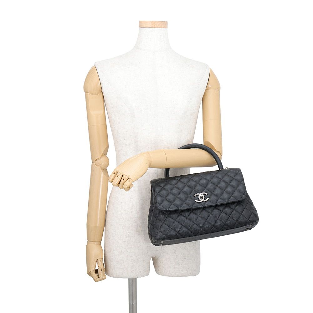 Chanel Handbag Quilted CC Logo Coco Handle Flap Caviar Leather 2-Way Shoulder — view 4