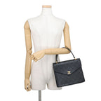 Chanel Handbag Quilted CC Logo Top Handle Flap Caviar Leather Black — view 4