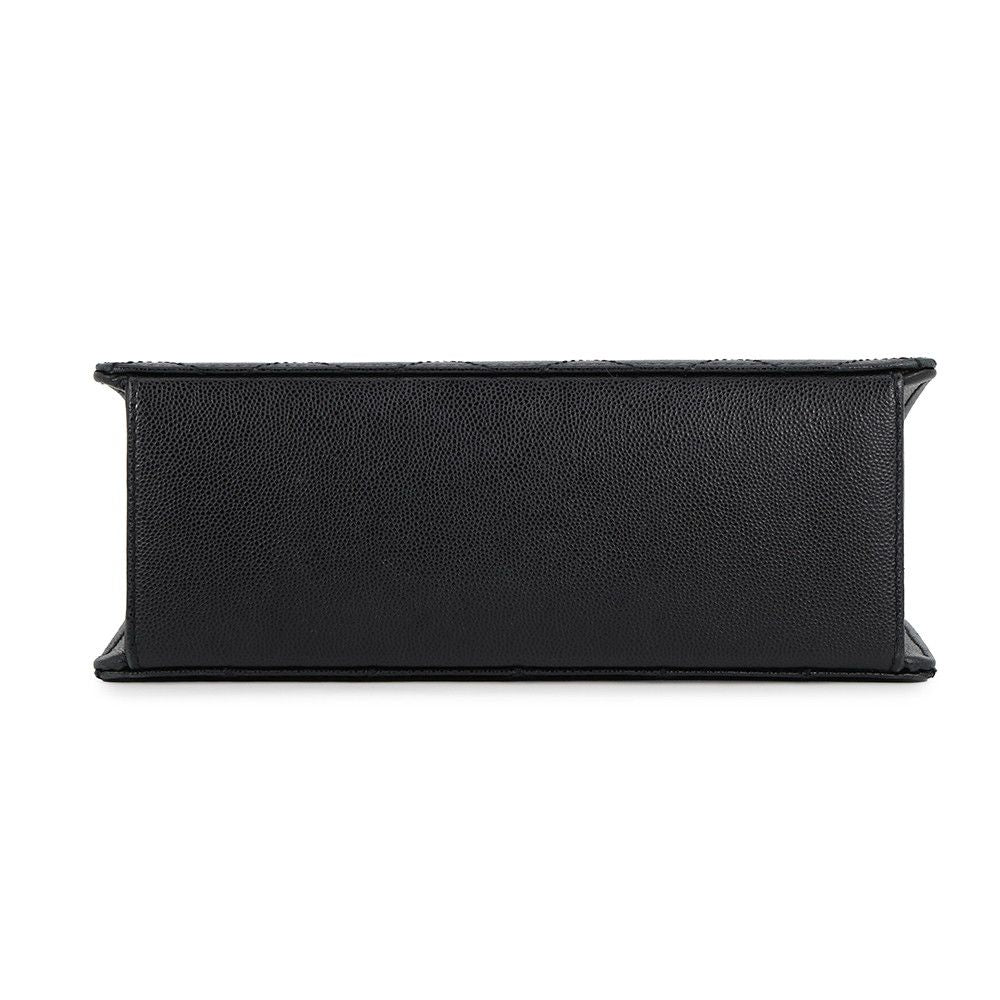 Chanel Handbag Quilted CC Logo Top Handle Flap Caviar Leather Black — view 3