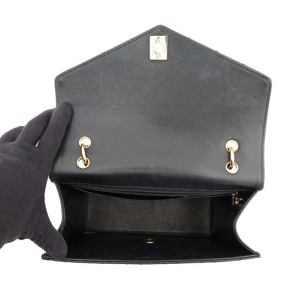 Chanel Handbag Quilted CC Logo Top Handle Flap Caviar Leather Black — view 5
