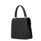 Chanel Handbag Quilted CC Logo Top Handle Flap Caviar Leather Black — view 2