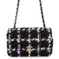Chanel Chain Shoulder Bag Quilted 20 CC Logo Tweed Black
