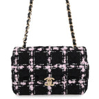 Chanel Chain Shoulder Bag Quilted 20 CC Logo Tweed Black