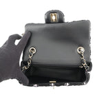 Chanel Chain Shoulder Bag Quilted 20 CC Logo Tweed Black — view 5