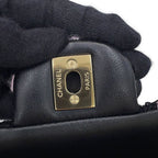 Chanel Chain Shoulder Bag Quilted 20 CC Logo Tweed Black — view 8