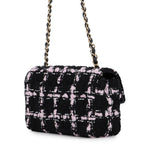 Chanel Chain Shoulder Bag Quilted 20 CC Logo Tweed Black — view 2