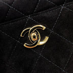 Chanel Chain Shoulder Bag Quilted CC Logo Suede Calfskin Black — view 8