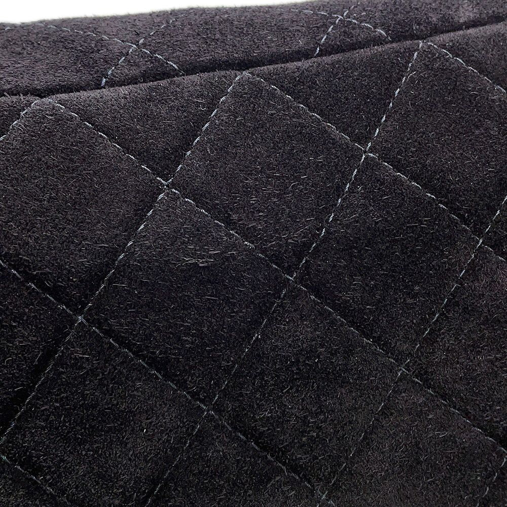 Chanel Chain Shoulder Bag Quilted CC Logo Suede Calfskin Black — view 7