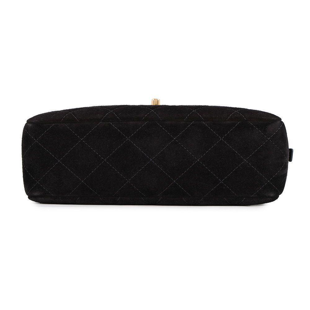 Chanel Chain Shoulder Bag Quilted CC Logo Suede Calfskin Black — view 3