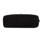 Chanel Chain Shoulder Bag Quilted CC Logo Suede Calfskin Black — view 3