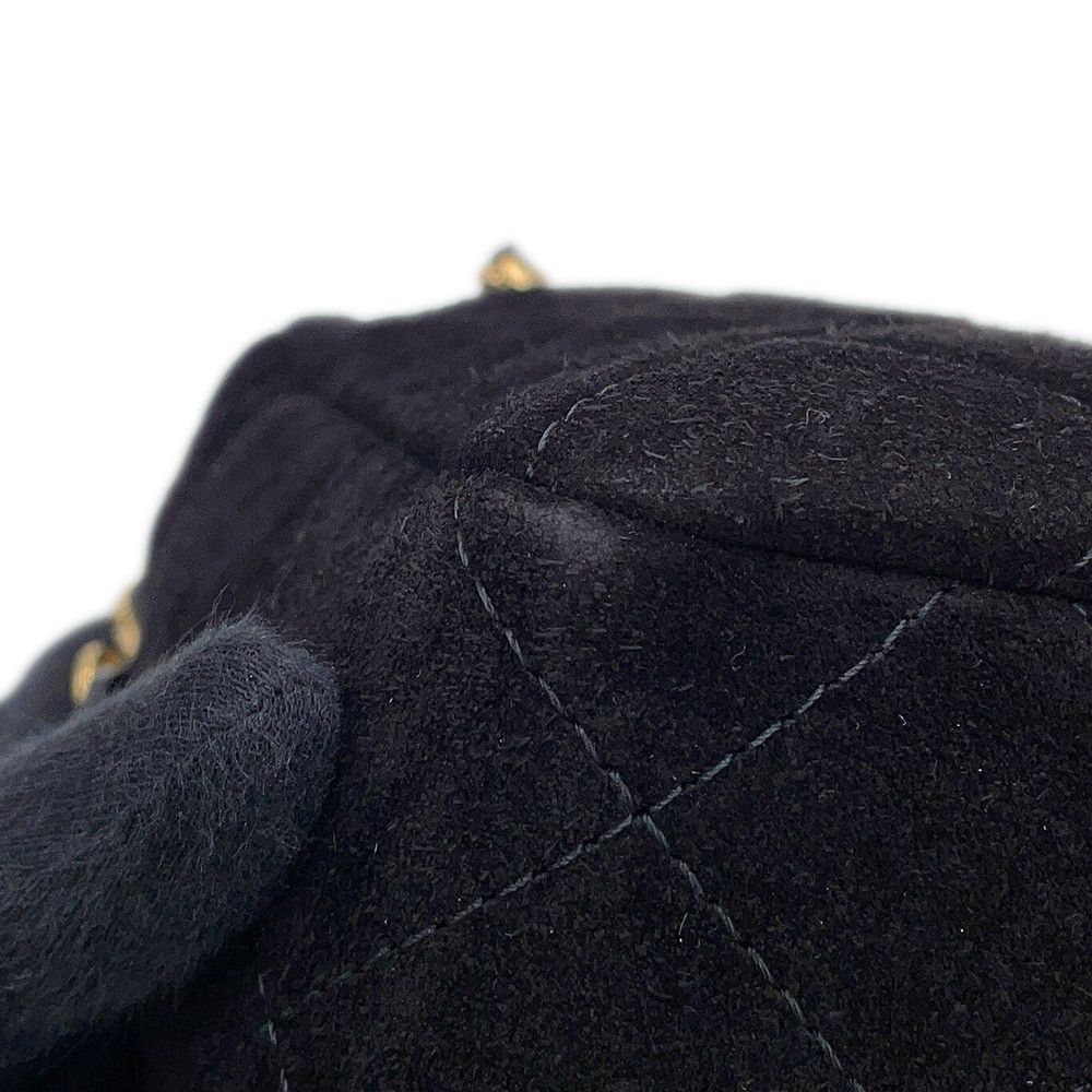 Chanel Chain Shoulder Bag Quilted CC Logo Suede Calfskin Black — view 6