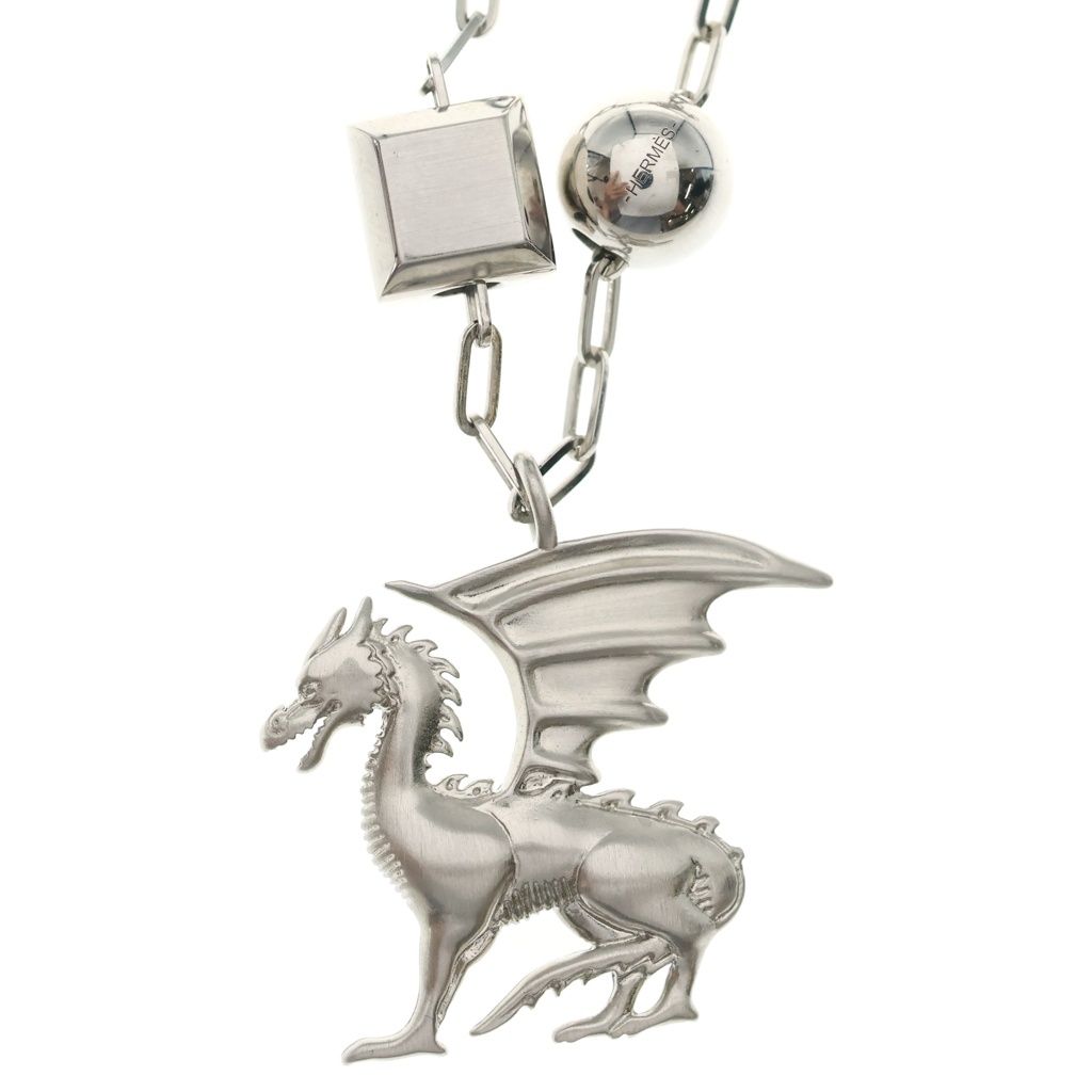 Hermes Talisman Dragon Long Necklace Motif Silver — view 3