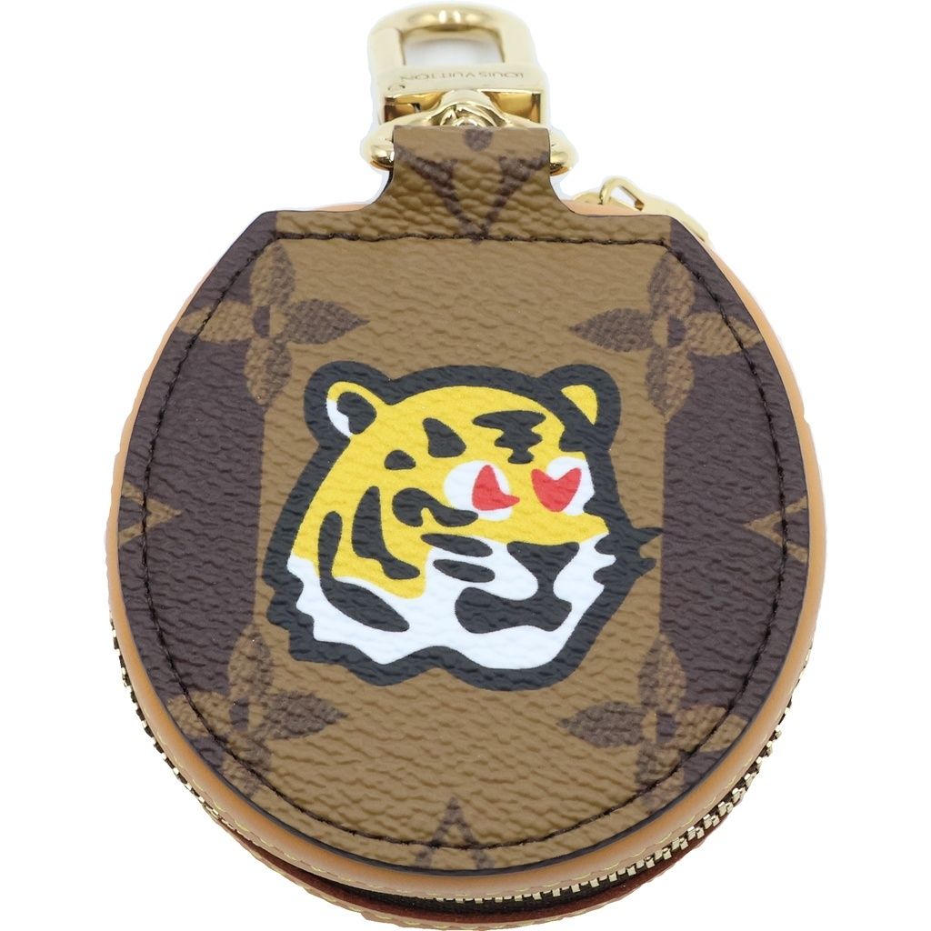 Louis Vuitton NIGO Etui Earphones Monogram Stripe Pouch Charm Brown Gold — view 2