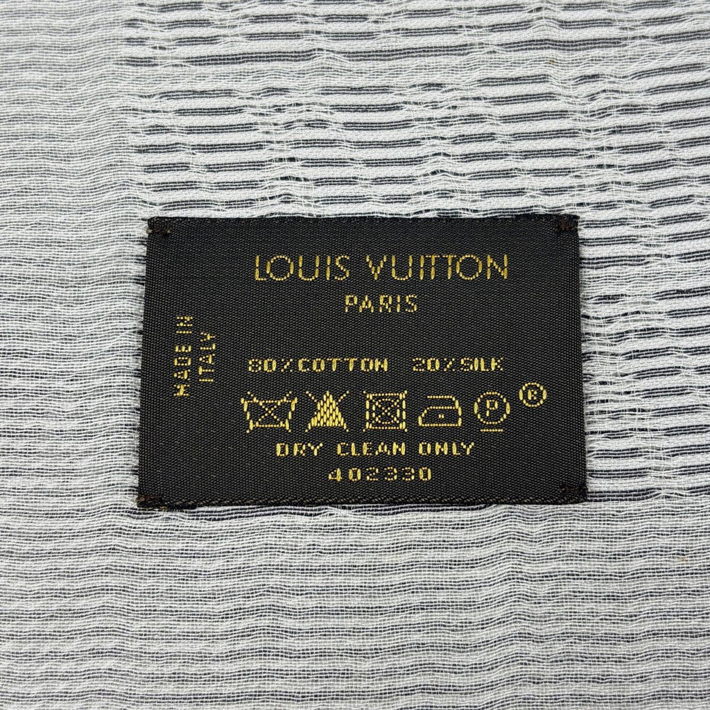 Louis Vuitton Shawl Fringe Cotton Silk Gray Scarf — view 8