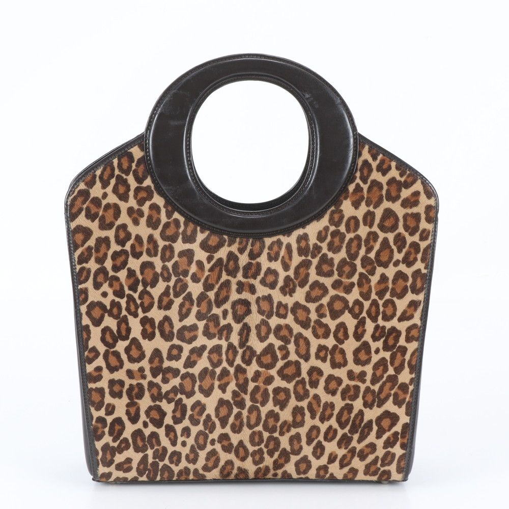Dior Vintage Calf Hair Leopard Print Handbag Tote