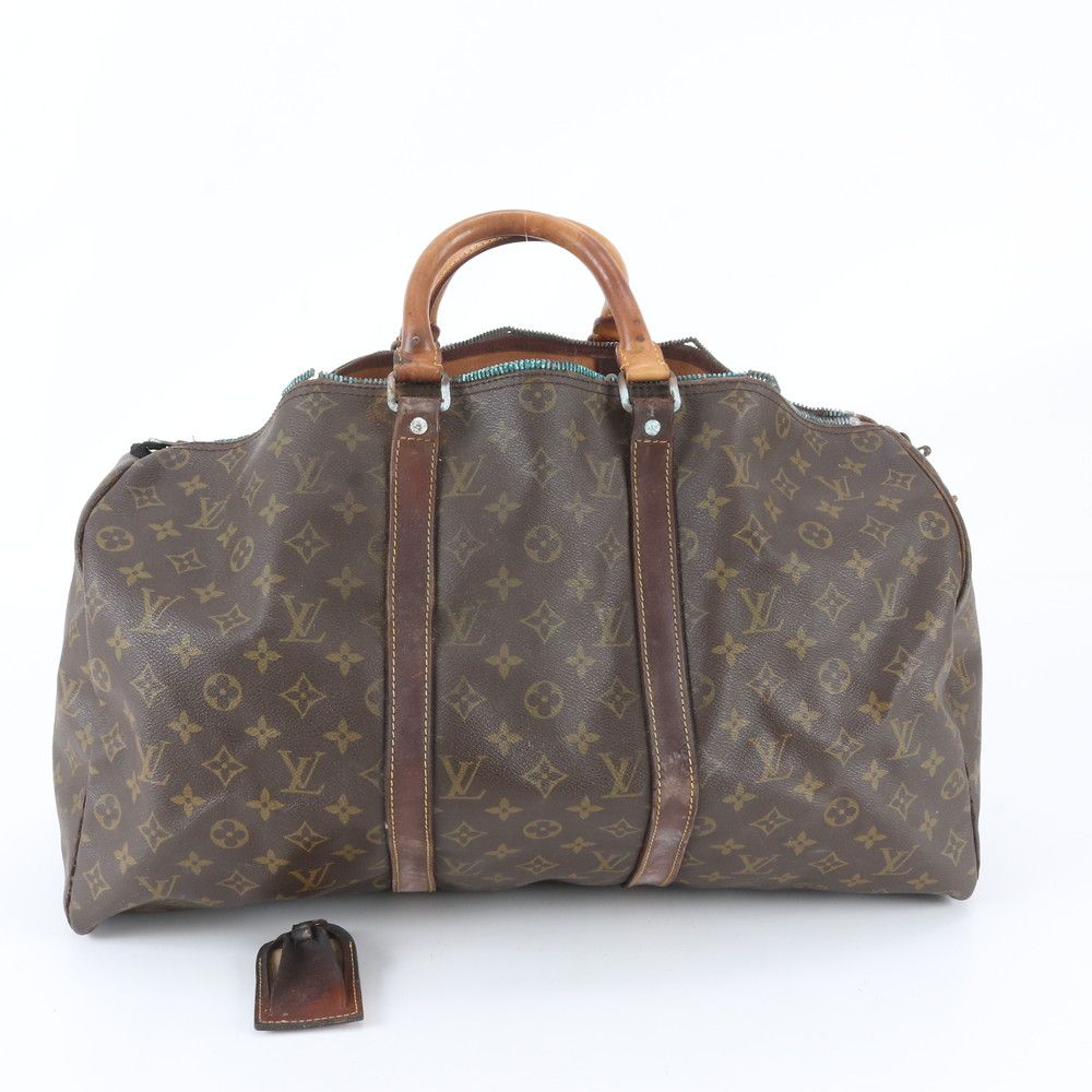 Louis Vuitton Monogram Keepall 50 Leather Boston Bag Tote Carry