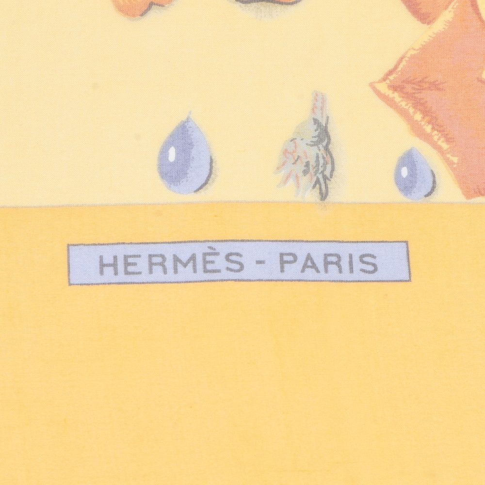 Hermes Carre Jean 140 la Rosee Rose Drops Silk 100% Scarf — view 8