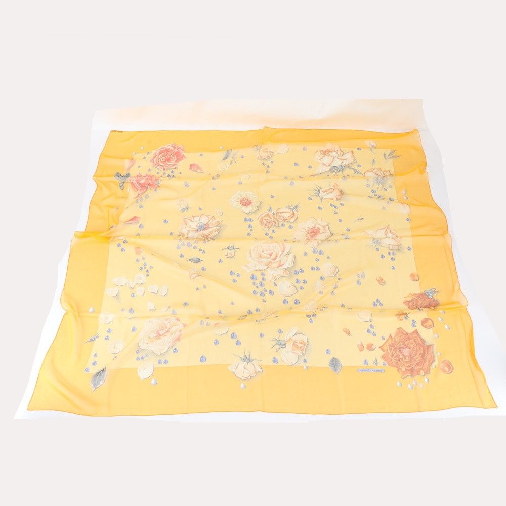 Hermes Carre Jean 140 la Rosee Rose Drops Silk 100% Scarf