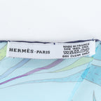 Hermes All Over Print Silk 100% Chiffon Shawl Blue Scarf — view 6