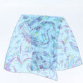 Hermes All Over Print Silk 100% Chiffon Shawl Blue Scarf