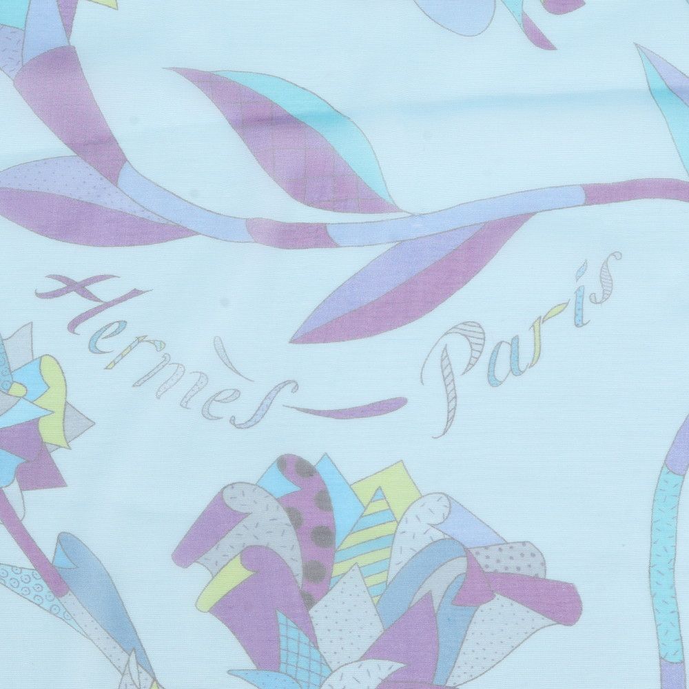 Hermes All Over Print Silk 100% Chiffon Shawl Blue Scarf — view 5