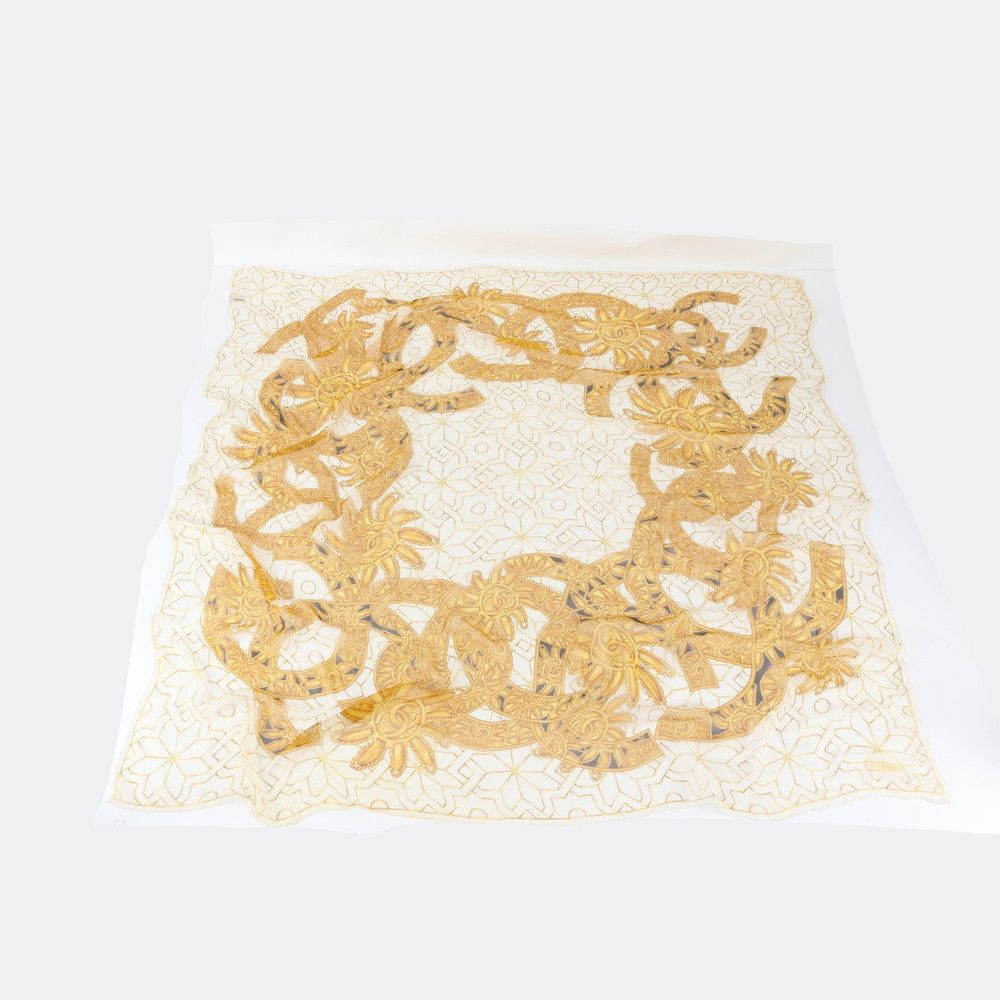 Chanel Silk 100% CC Logo Pattern Scarf