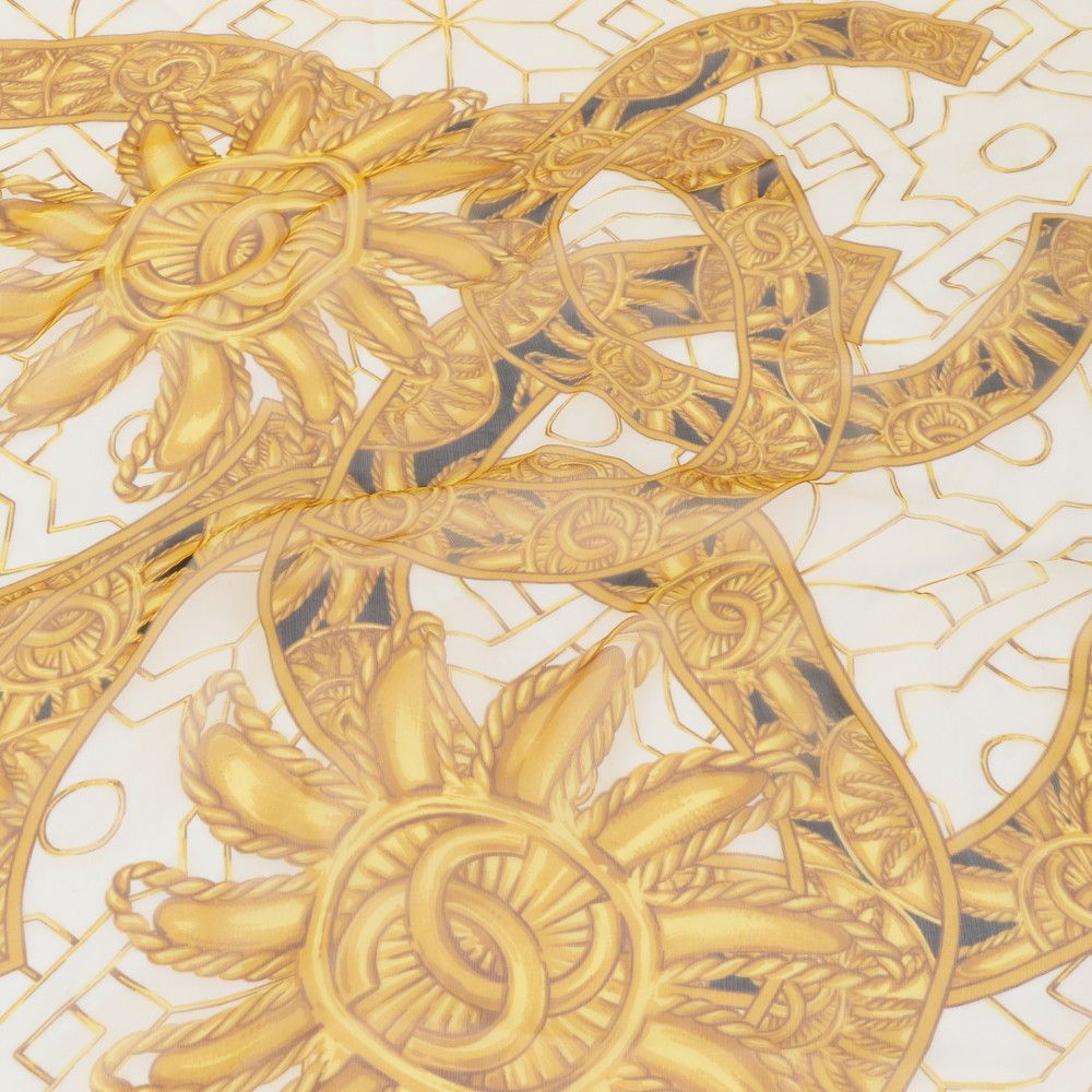 Chanel Silk 100% CC Logo Pattern Scarf — view 7